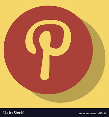 Flat icon of pinterest on background with shadow vector image