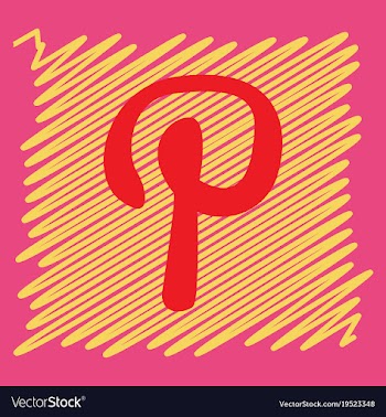 Flat icon of pinterest on background with shadow vector image