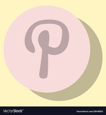 Flat icon of pinterest on background with shadow vector image