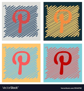 Flat icon of pinterest on background with shadow vector image