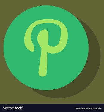 Flat icon of pinterest on background with shadow vector image