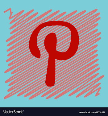 Flat icon of pinterest on background with shadow vector image