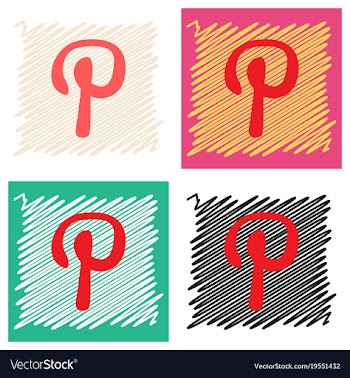 Flat icon of pinterest on background with shadow vector image