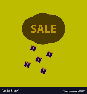 Flat icon of sale gift rain vector image