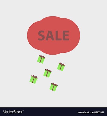 Flat icon of sale gift rain vector image