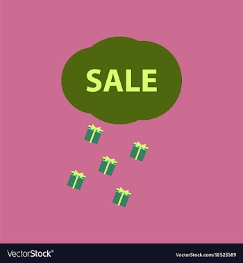 Flat icon of sale gift rain vector image