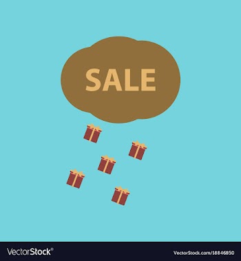 Flat icon of sale gift rain vector image