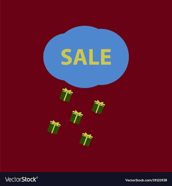 Flat icon of sale gift rain vector image