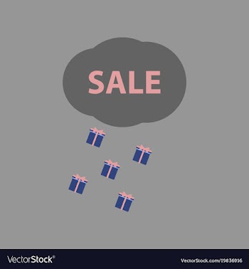Flat icon of sale gift rain vector image