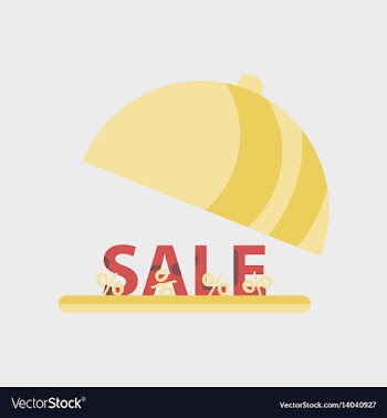 Flat icon of sale percent dish cover vector image