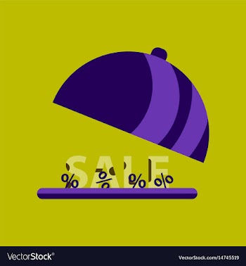 Flat icon of sale percent dish cover vector image