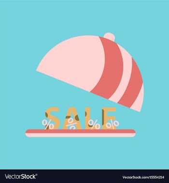 Flat icon of sale percent dish cover vector image