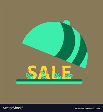 Flat icon of sale percent dish cover vector image