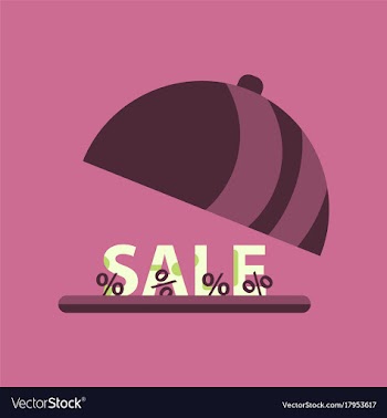 Flat icon of sale percent dish cover vector image