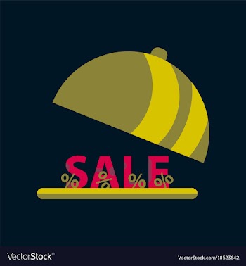 Flat icon of sale percent dish cover vector image
