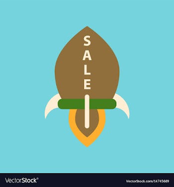 Flat icon of sale rocket vector image