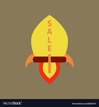 Flat icon of sale rocket vector image
