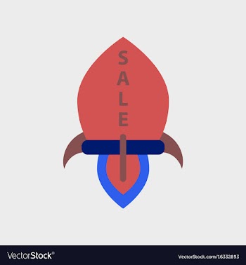 Flat icon of sale rocket vector image