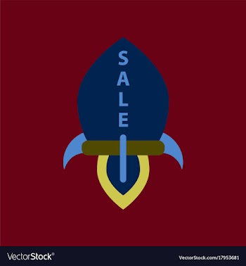 Flat icon of sale rocket vector image