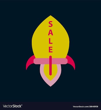 Flat icon of sale rocket vector image