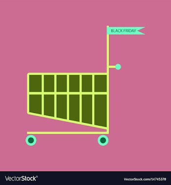 Flat icon of shopping cart black friday vector image