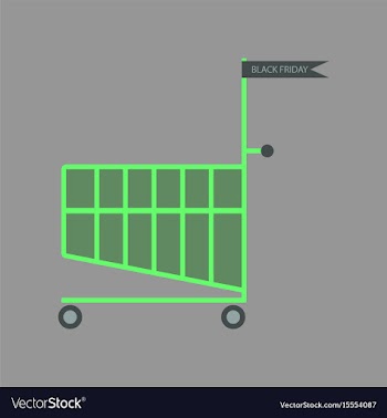 Flat icon of shopping cart black friday vector image