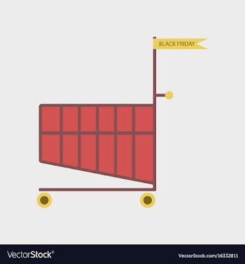Flat icon of shopping cart black friday vector image