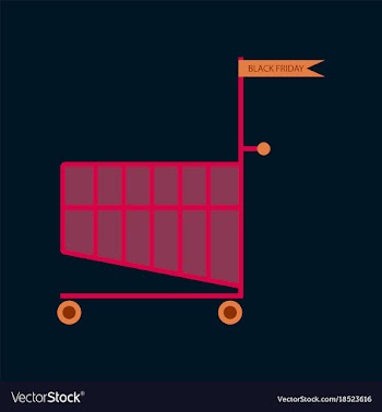 Flat icon of shopping cart black friday vector image