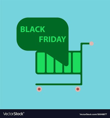 Flat icon of shopping cart black friday vector image