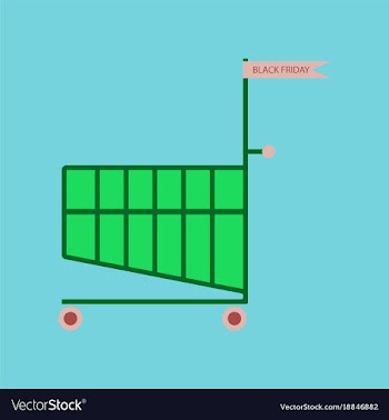 Flat icon of shopping cart black friday vector image