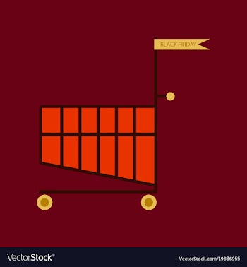 Flat icon of shopping cart black friday vector image