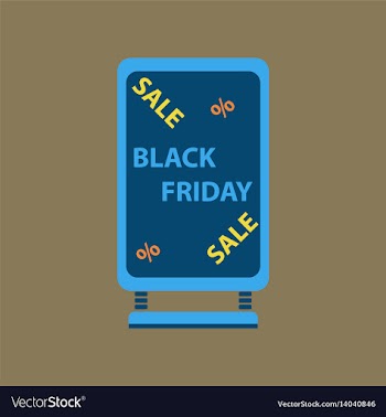 Flat icon of signboard black friday vector image
