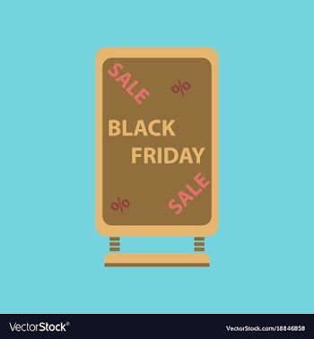 Flat icon of signboard black friday vector image