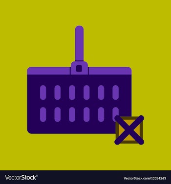 Flat icon of supermarket basket vector image