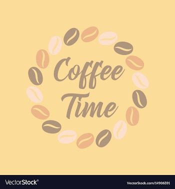 Flat icon on background bean coffee time logo vector image