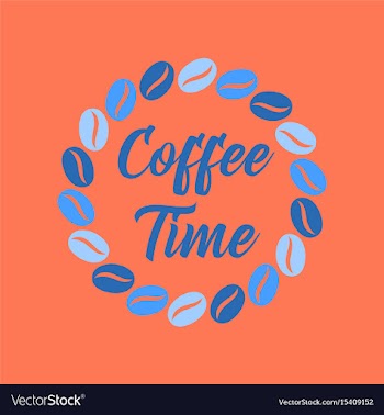 Flat icon on background bean coffee time logo vector image