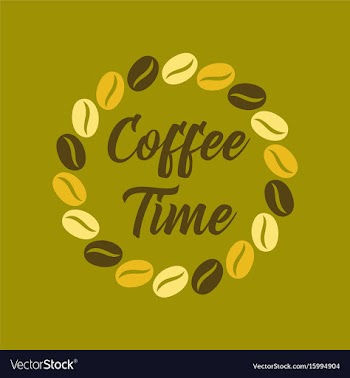 Flat icon on background bean coffee time logo vector image