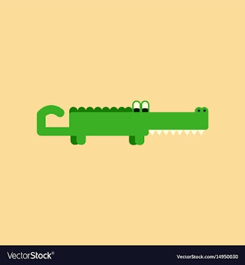 Flat icon on background cartoon crocodile vector image
