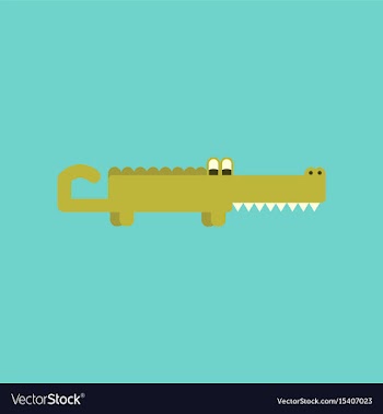 Flat icon on background cartoon crocodile vector image