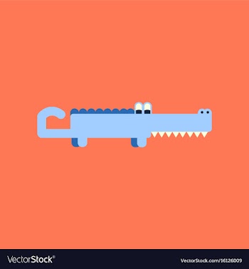 Flat icon on background cartoon crocodile vector image