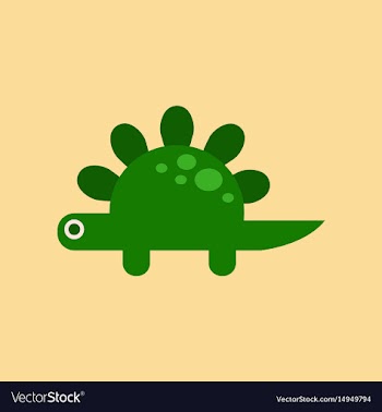 Flat icon on background cartoon dinosaur vector image