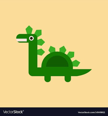 Flat icon on background cartoon dinosaur vector image
