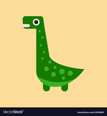 Flat icon on background cartoon dinosaur vector image
