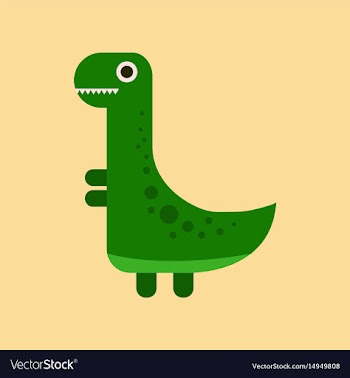 Flat icon on background cartoon dinosaur vector image
