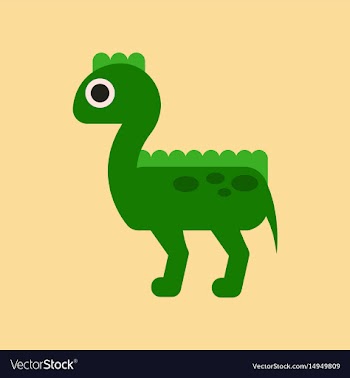 Flat icon on background cartoon dinosaur vector image