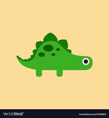 Flat icon on background cartoon dinosaur vector image