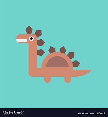 Flat icon on background cartoon dinosaur vector image