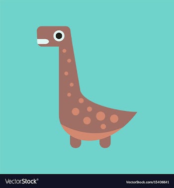 Flat icon on background cartoon dinosaur vector image