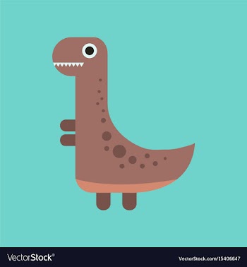 Flat icon on background cartoon dinosaur vector image