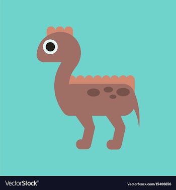 Flat icon on background cartoon dinosaur vector image
